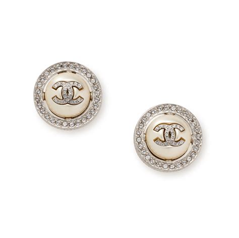 plain silver chanel earrings|Chanel pearl silver earrings.